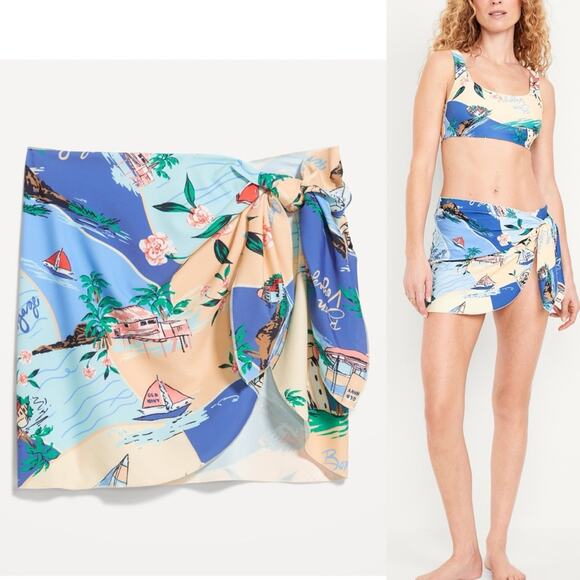 Old Navy Beach Scene Side-Tie Mini Swim Sarong - Picture 15 of 15